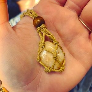 Handmade macrame stone necklace